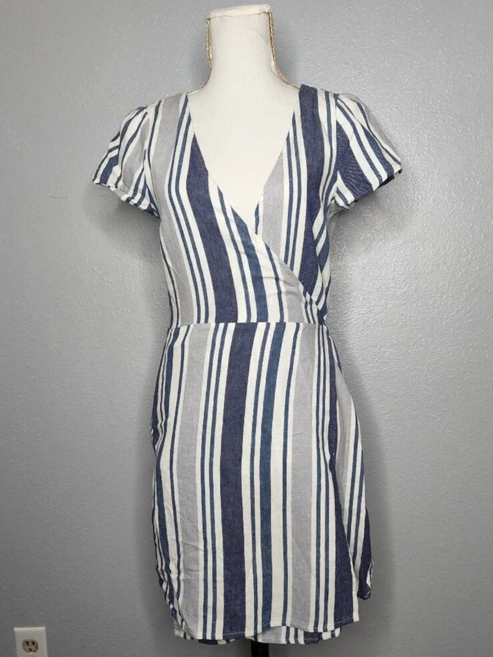 Forever 21 Blue and White Striped Wrap Mini Dress